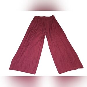 GoColors Maroon Flowy Wide-Leg Cropped Drawstring Pants With Pockets Size XL
